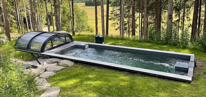 Piscina contenedor 6,11 x 2,5m lista para usar con techo, pack premium